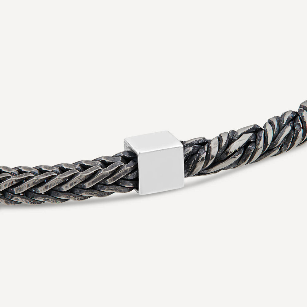Sterling Silver Oxidised Rope & Herringbone Link Bracelet image number 2