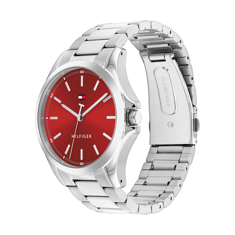 Tommy Hilfiger 43mm Red Dial Stainless Steel Bracelet Watch image number 1