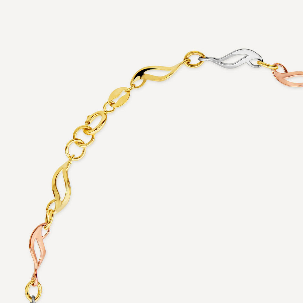 9ct Yellow Gold 3 Colour Twist Link Necklet image number 4