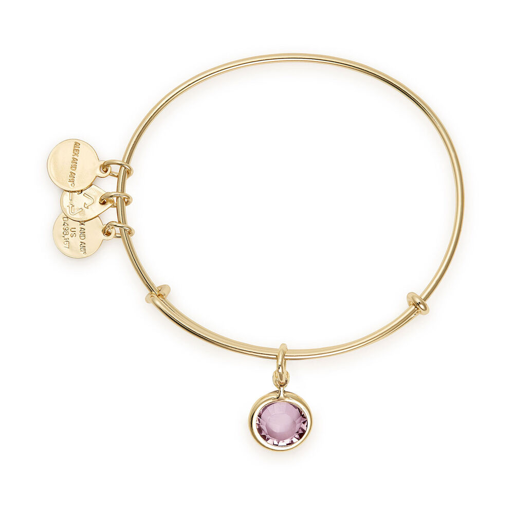 Alex And Ani Gold-Tone Light Amethyst Swarovski Crystal June Birthstone Bangle image number 1