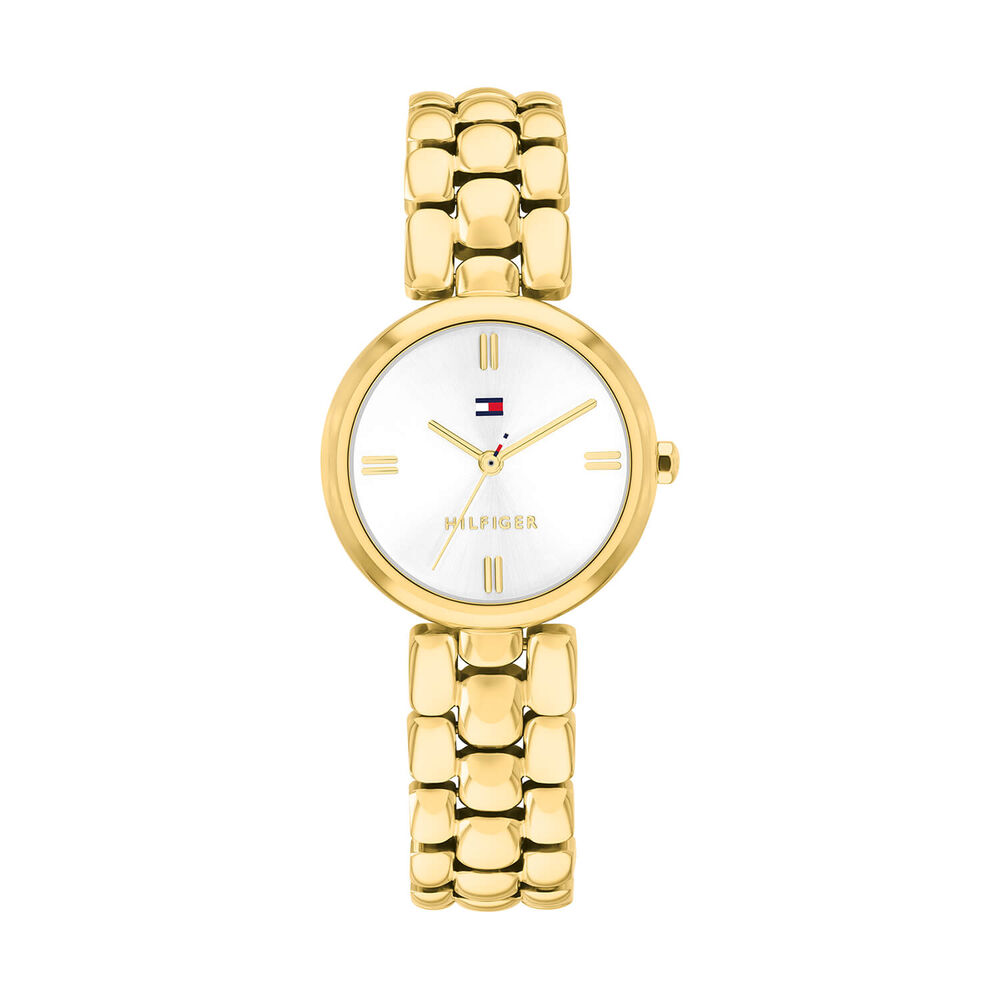 Tommy Hilfiger 26mm White Dial Gold Tone Steel Bracelet Watch