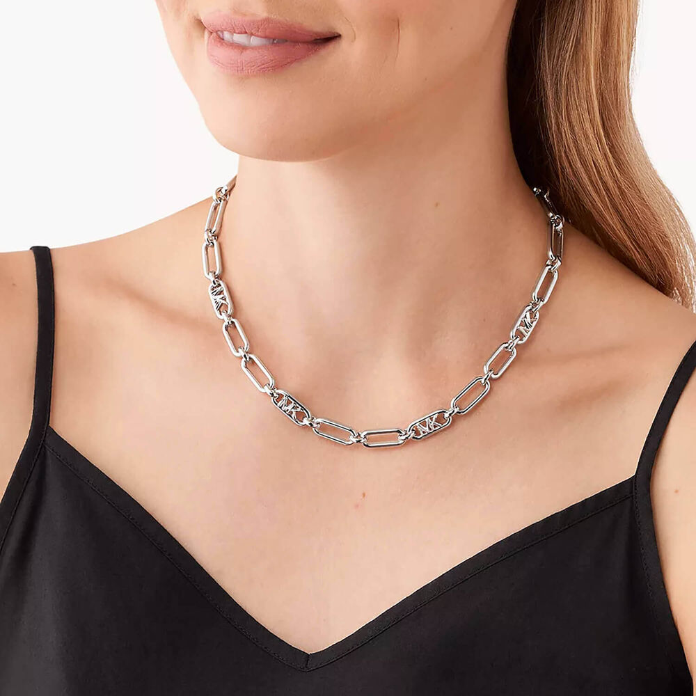 Michael Kors Statement Platinum Plated Brass Chain Link Necklet