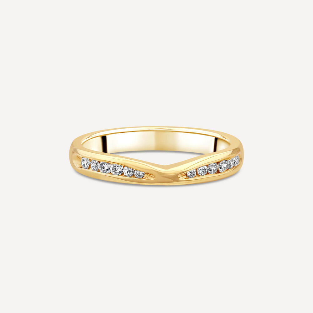 18ct Yellow Gold Channel Set Cut Out 0.16ct Wedding Ring image number 2
