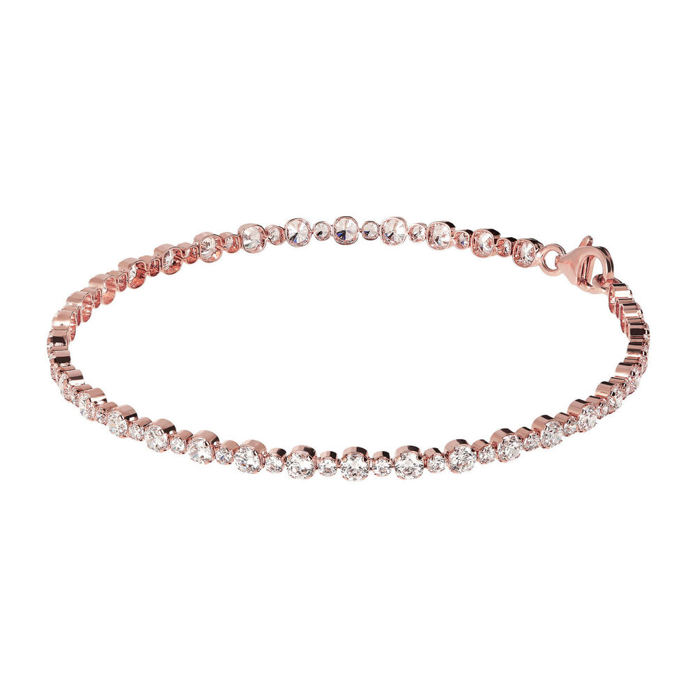 Bronzallure 18ct Rose Gold-Plated Cubic Zirconia Tennis Bracelet