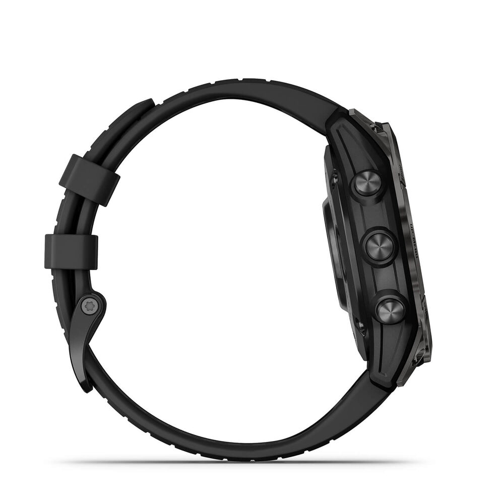 Garmin Fenix 7 Pro Sapphire Solar 47mm Carbon Grey DLC Titanium Case Black Strap Watch image number 9