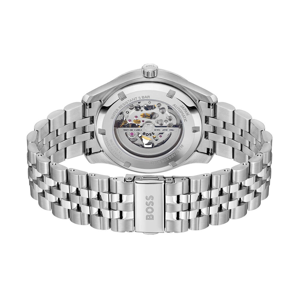 BOSS Principe Skeleton 41mm Green Dial Stainless Steel Bracelet Watch image number 2