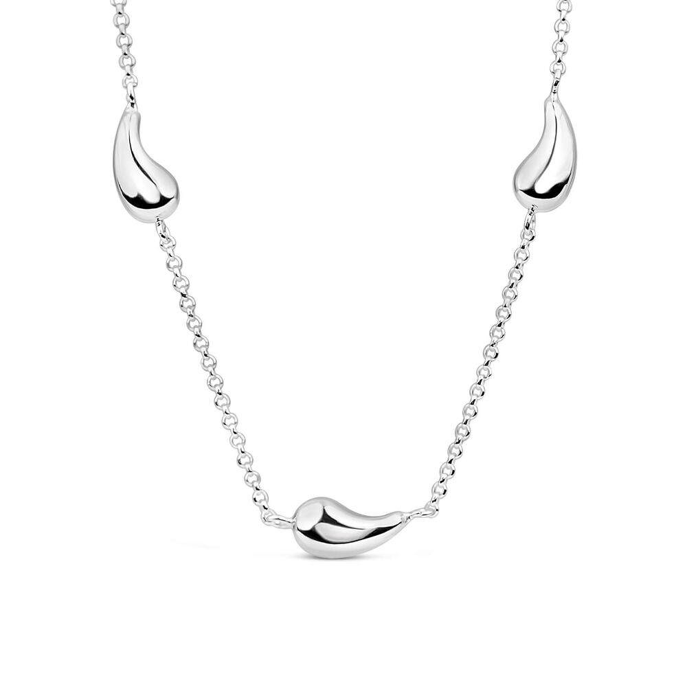 Sterling Silver Teardrop Station Necklet