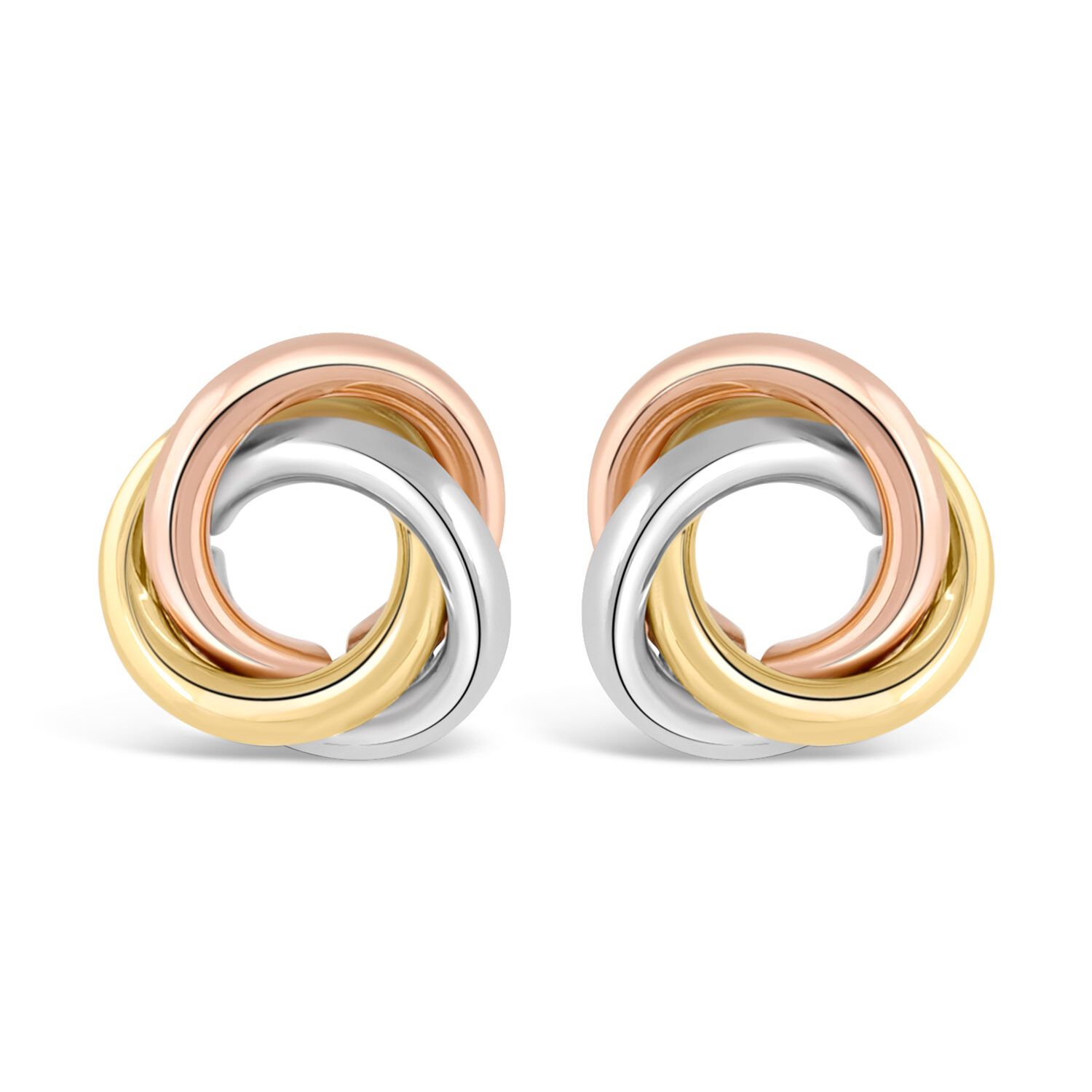 9ct Three Colour Gold Open Knot Stud Earrings