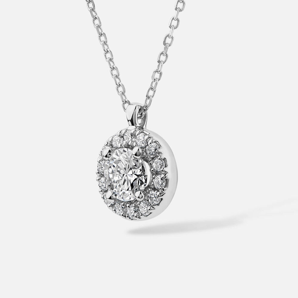 Born 9ct White Gold Lab Grown 0.52ct Halo Diamond Pendant