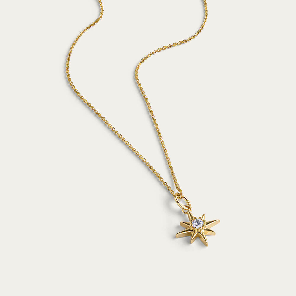 Yellow Gold Plated Sterling Silver Cubic Zirconia Star Pendant