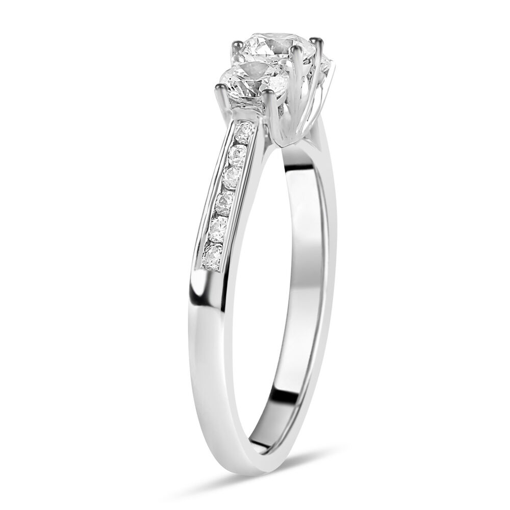 18ct White Gold 0.75ct Trilogy Diamond Tulip Setting Ring image number 3