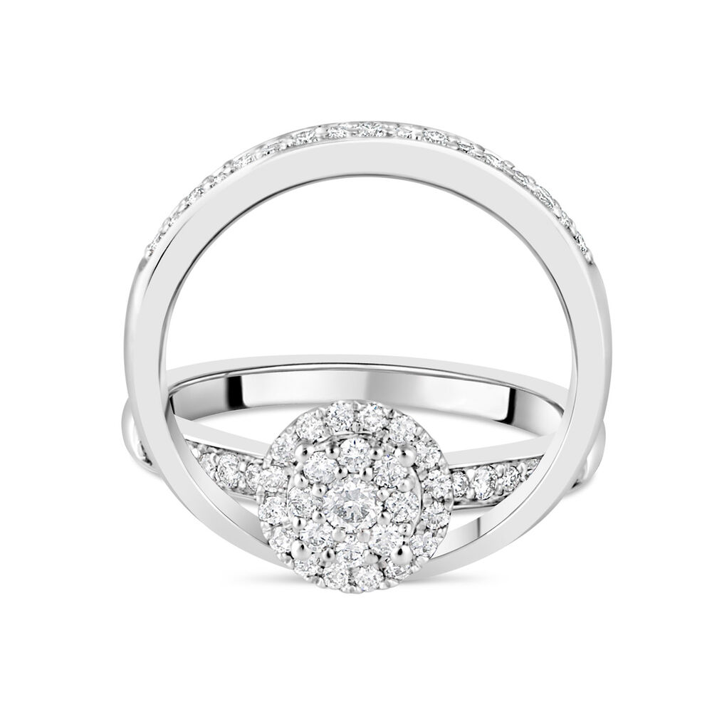 Ladies 9ct White Gold Diamond Cluster Halo Bridal Set .46ct image number 5