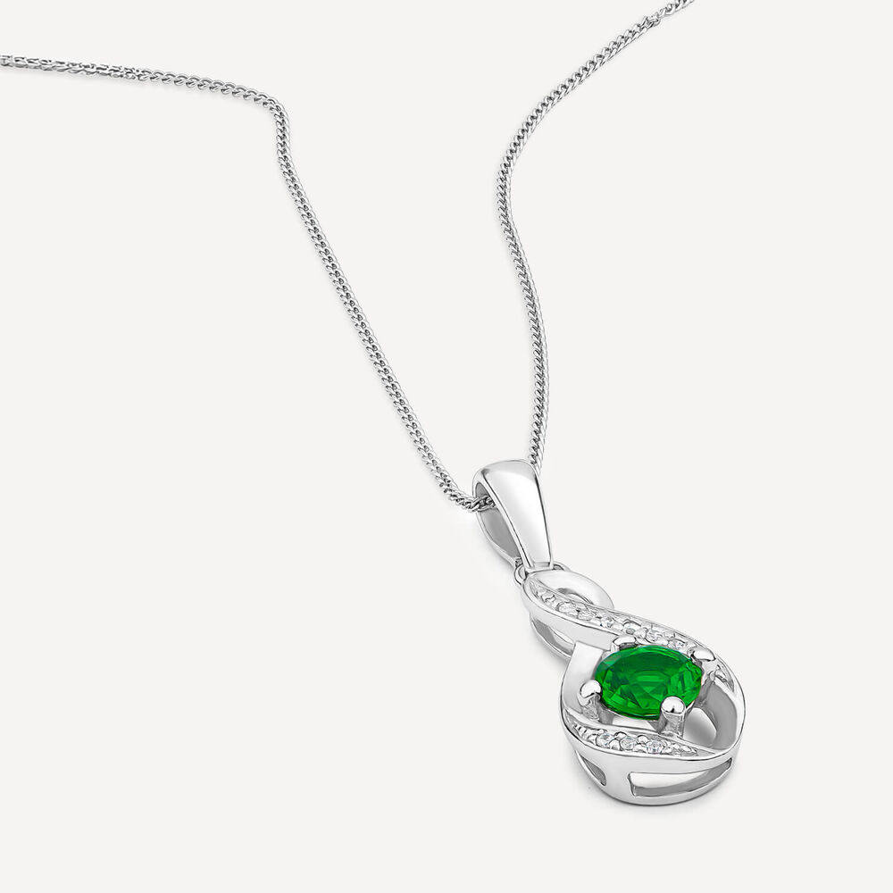 Sterling Silver and Cubic Zirconia May Birthstone Pendant (Chain Included) image number 2