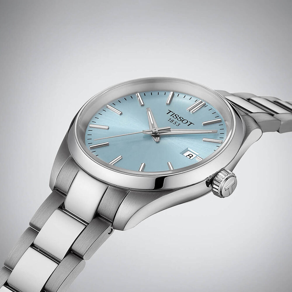 Tissot PR100 34mm Ice Blue Dial Steel Case Bracelet Watch image number 4