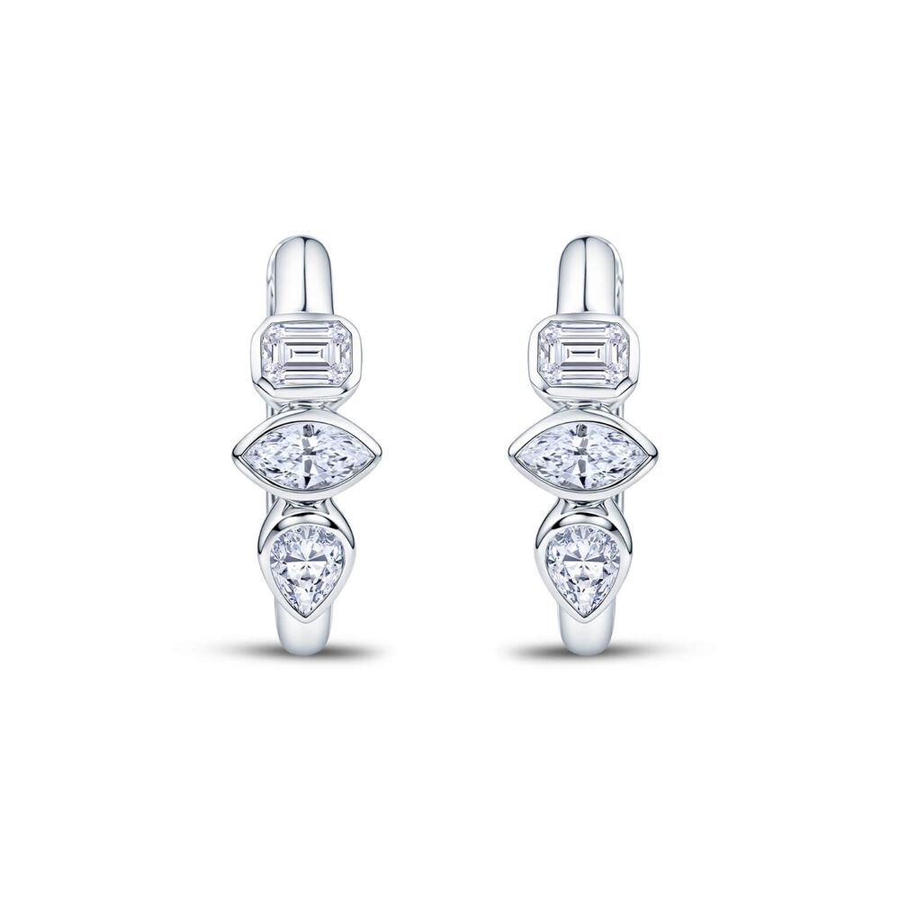 Born Contour 9ct White Gold 0.30ct Lab Grown Mixed Shape Diamond Huggie Earrings