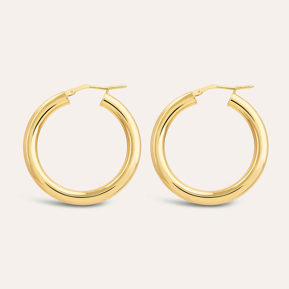 Yellow Gold Plated Sterling Silver 25mm Thick Hoop Earrings