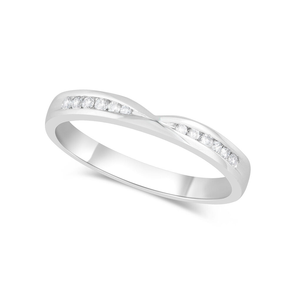 18ct White Gold Shaped Diamond 2.5mm Wedding Band image number 0