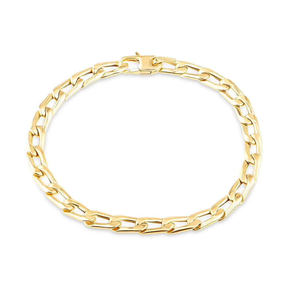 9ct Yellow Gold Gents Rectangle Curb 21cm Bracelet