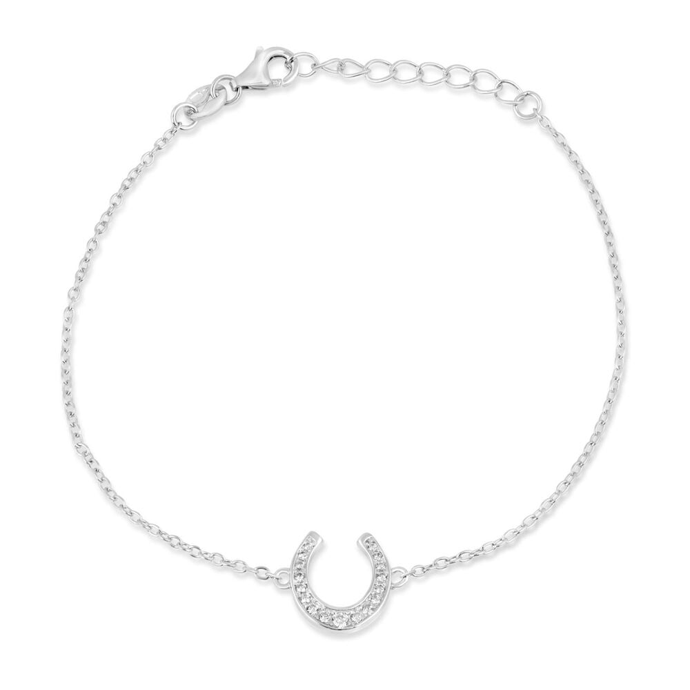 Sterling Silver Cubic Zirconia Horseshoe Bracelet image number 0