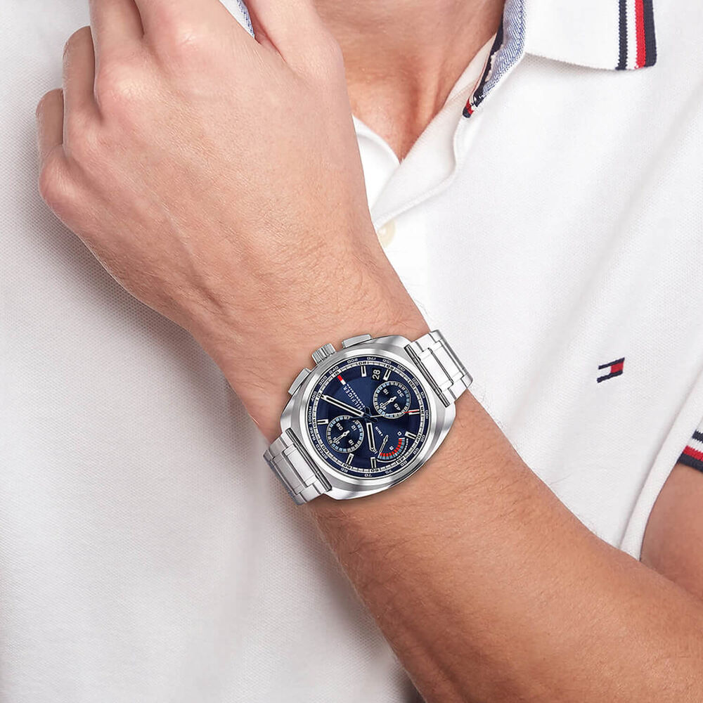 Tommy Hilfiger 41mm Navy Blue Dial Steel Bracelet Watch
