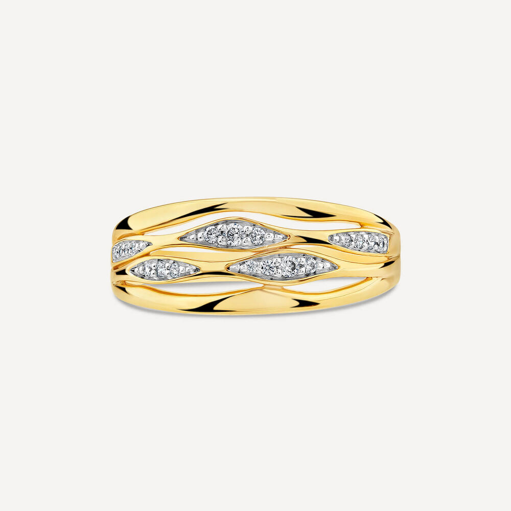 9ct Yellow Gold 0.10ct Diamond Set Weave Dress Ring image number 1