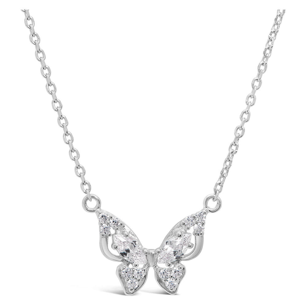 Sterling Silver Cubic Zirconia Set Butterfly Necklet image number 0