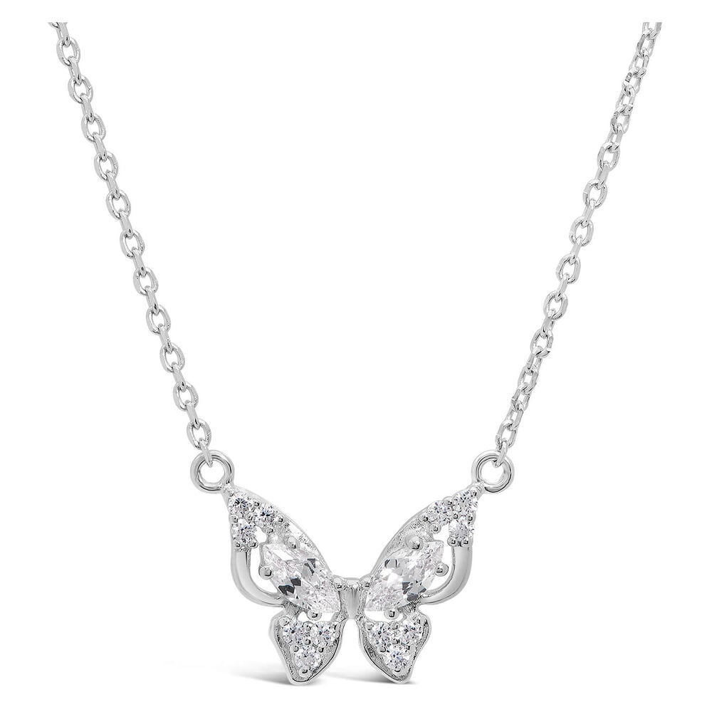 Sterling Silver Cubic Zirconia Set Butterfly Necklet image number 0