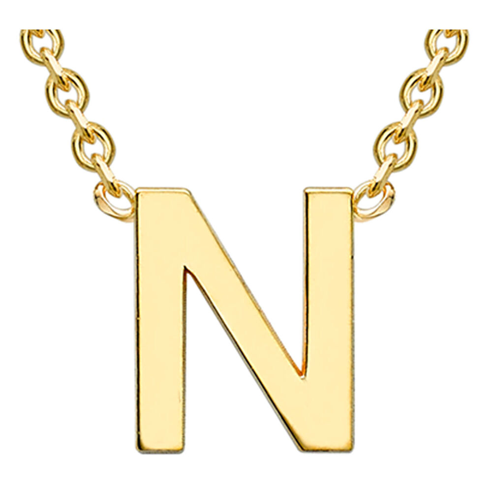 9 Carat Yellow Gold Petite Initial N Necklet (Special Order)