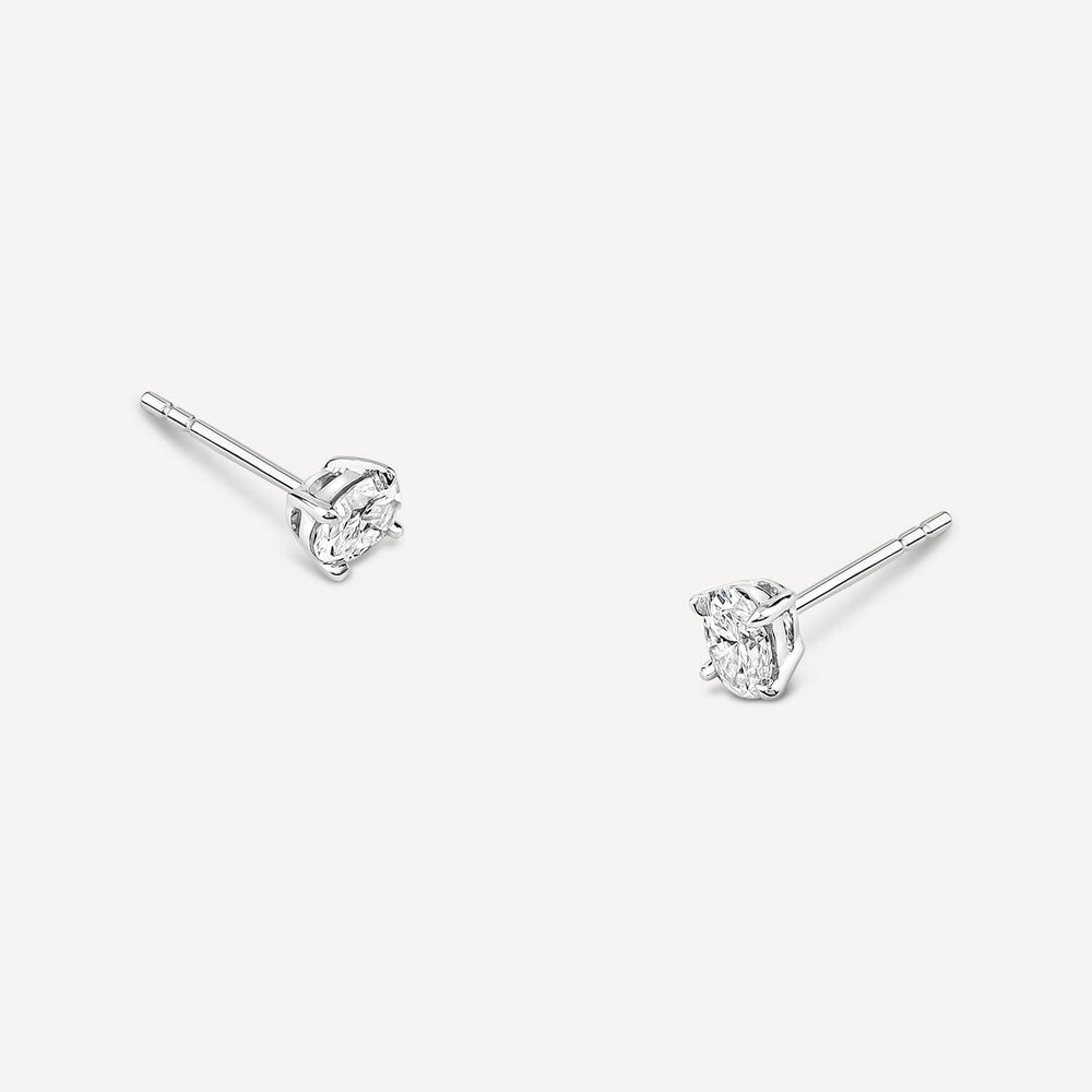 18ct White Gold Lab Grown 0.40ct Diamond Oval Stud Earrings image number 1