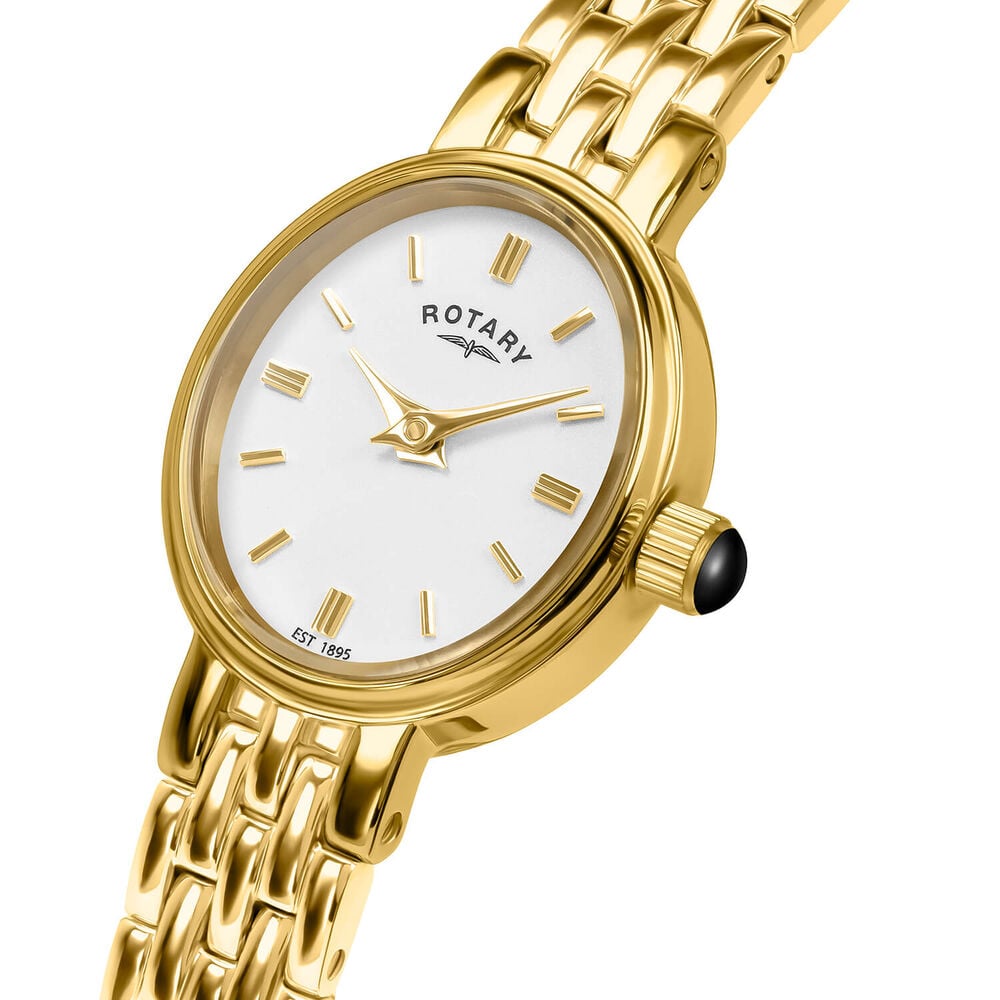 Rotary Cocktail 18mm White Dial Gold Plated Stainless Steel Bracelet Watch