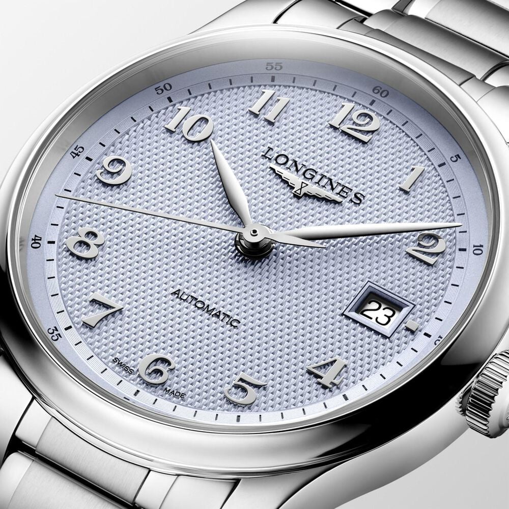 Longines Master Collection 39mm Light Blue Barleycorn Dial Steel Bracelet Watch