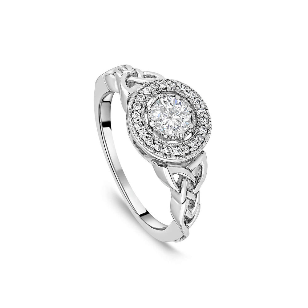 Silver Trinity Knot Cubic Zirconia Cluster Ring image number 0