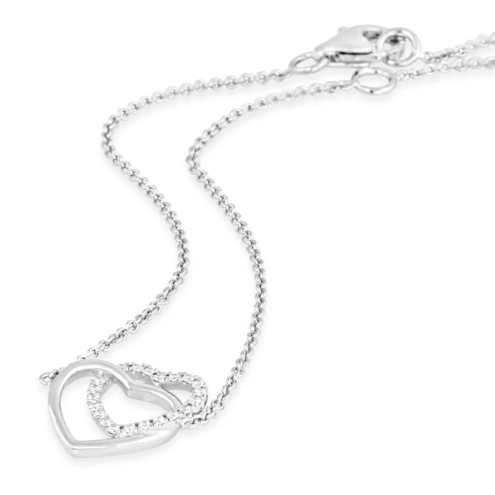 Ladies Sterling Silver Interlocking Heart Bracelet image number 1