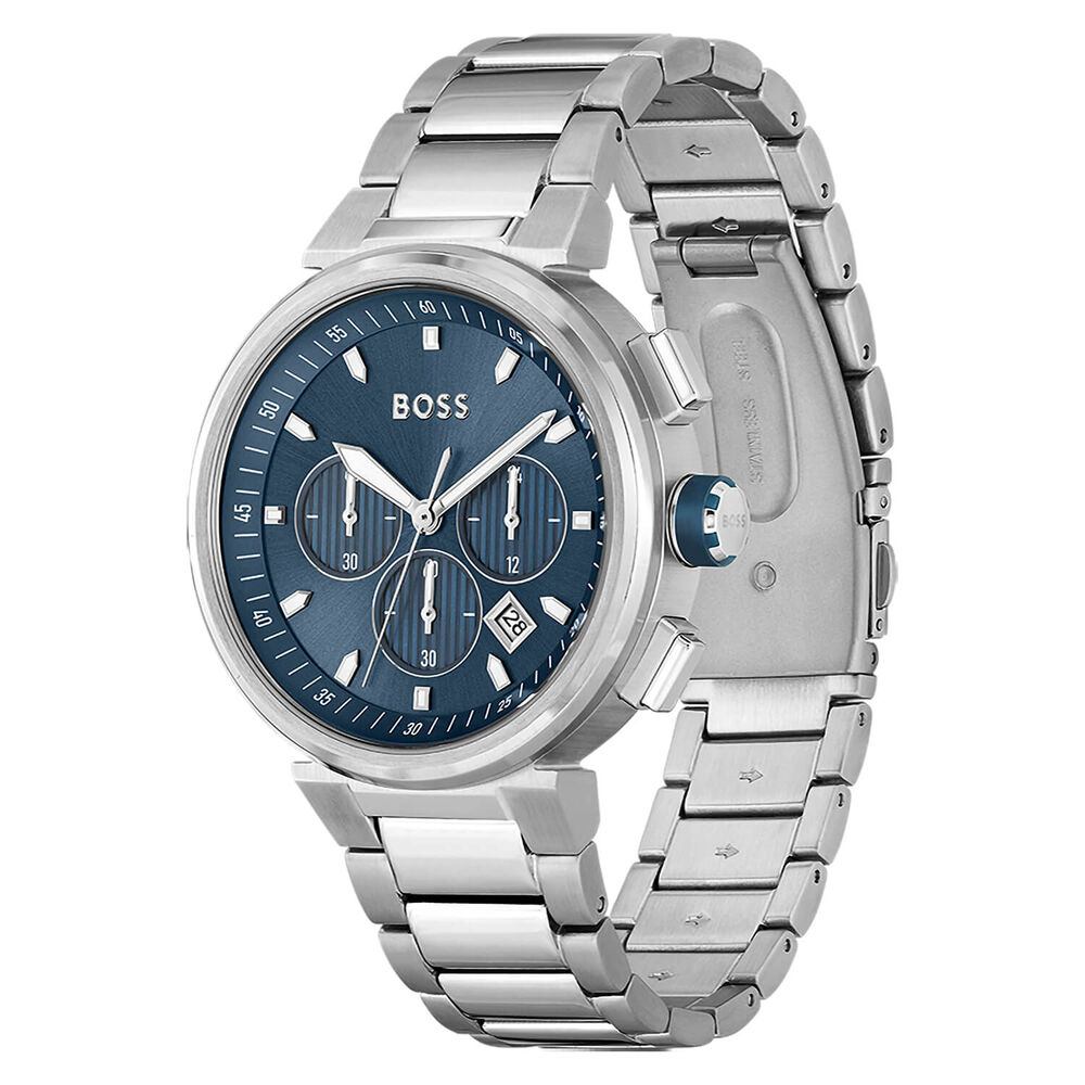 BOSS One 44mm Blue Dial Steel Case Chronograph Watch