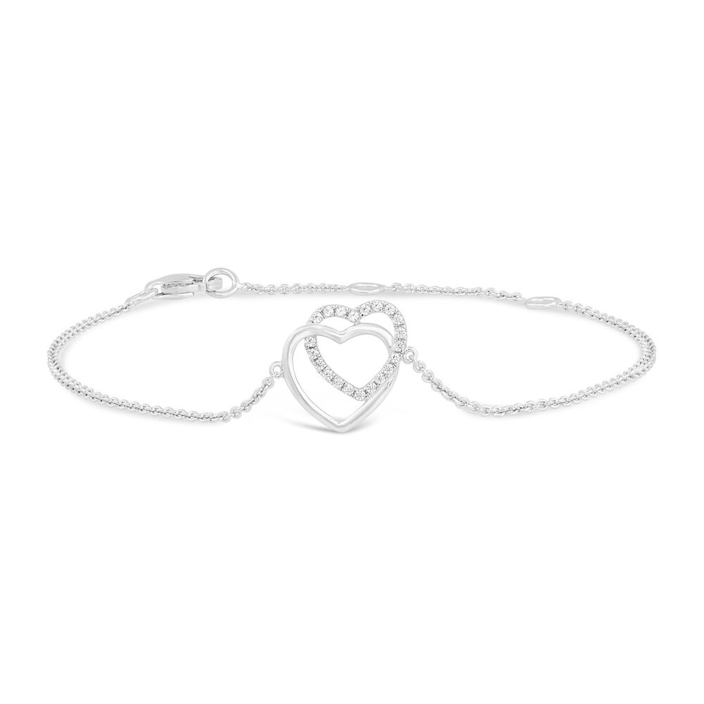 Ladies Sterling Silver Interlocking Heart Bracelet image number 0