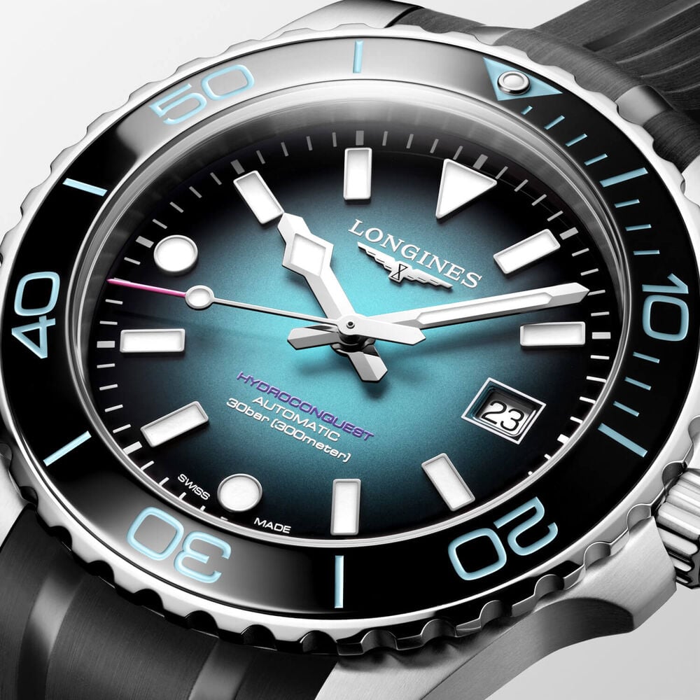 Longines Hydroconquest Commonwealth Games 2026 42mm Teal Dial Black Rubber Strap Watch