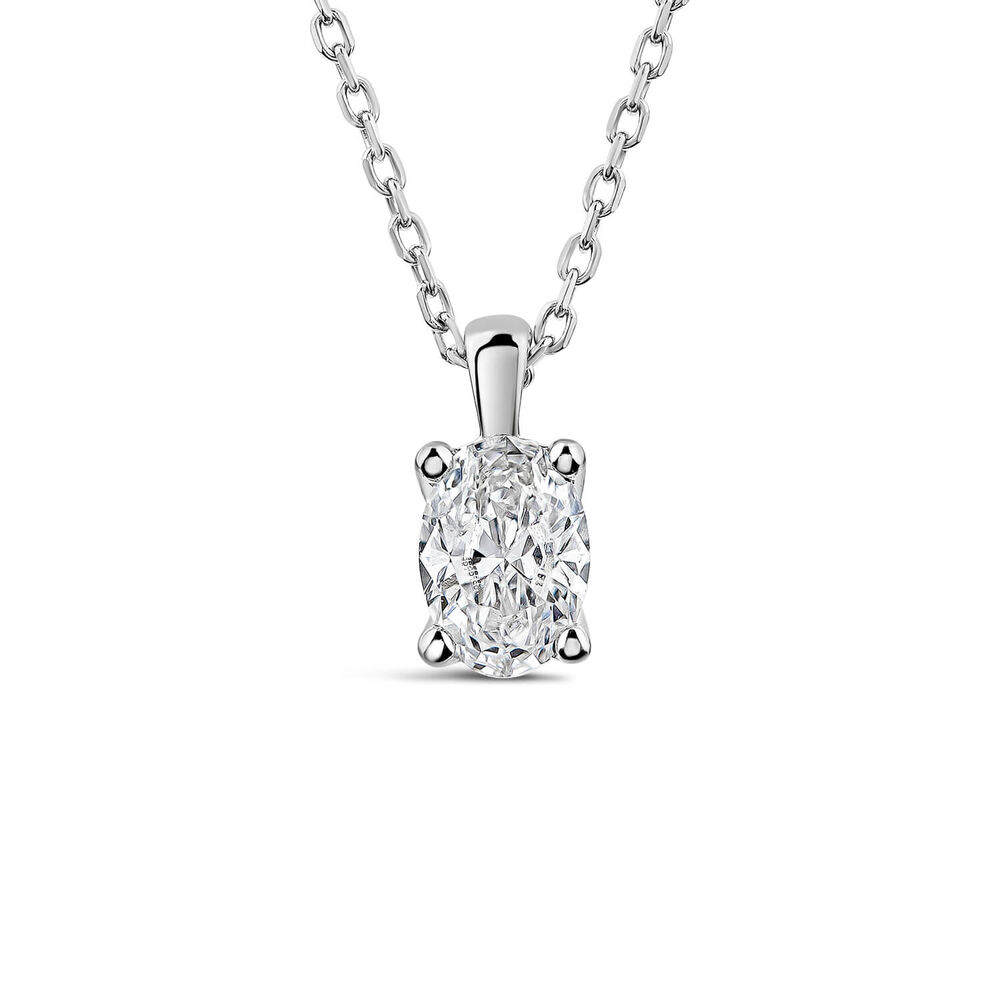 Born 9ct White Gold Lab Grown 0.30ct Diamond Oval Pendant image number 0