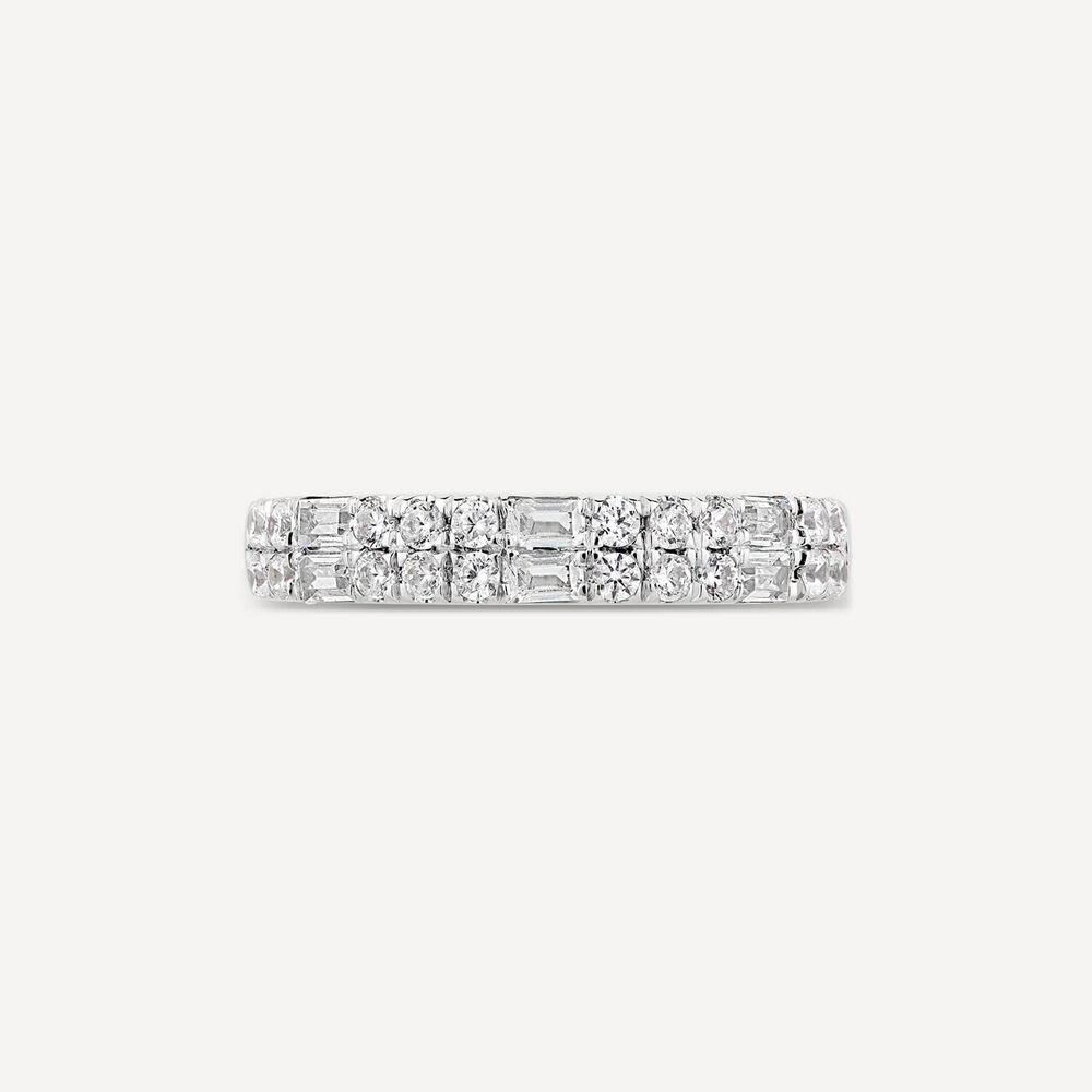 18ct White Gold Orchid Setting Double Row 0.50ct Bag Brill Diamond Wedding Ring