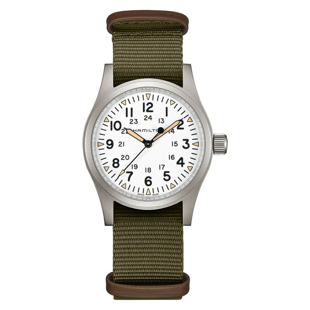 Hamilton Khaki Field Mechanical 38mm White Steel Case Textile Watch image number 0