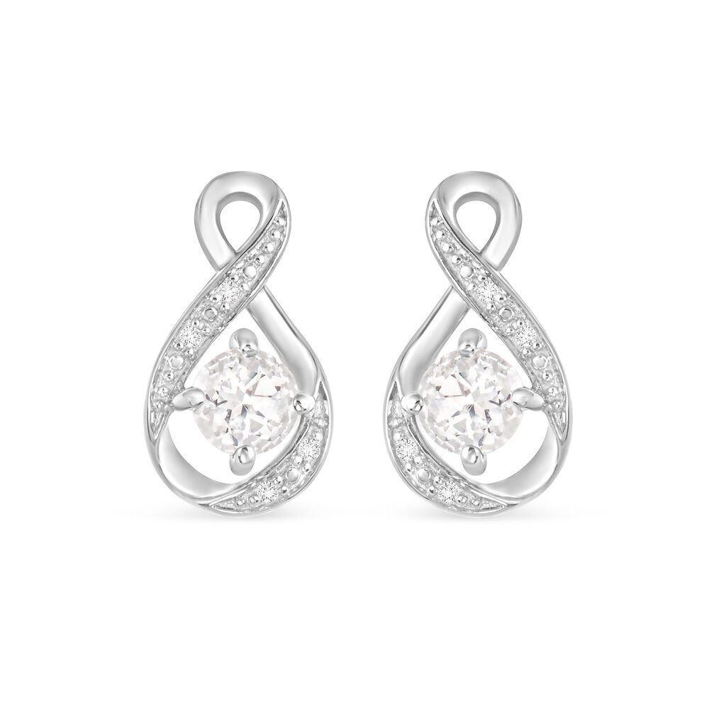 Sterling Silver and Cubic Zirconia April Birthstone Stud Earrings image number 0