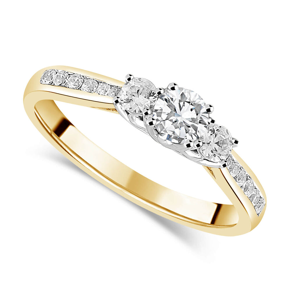 18ct Yellow Gold 0.50ct Trilogy Diamond Tulip Setting Ring