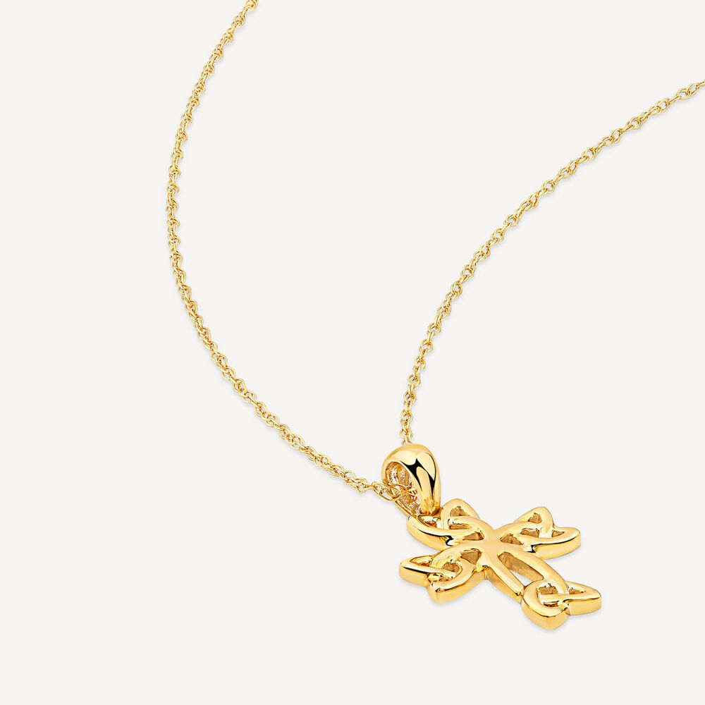 9ct Yellow Gold Celtic Knot Cross Pendant image number 3