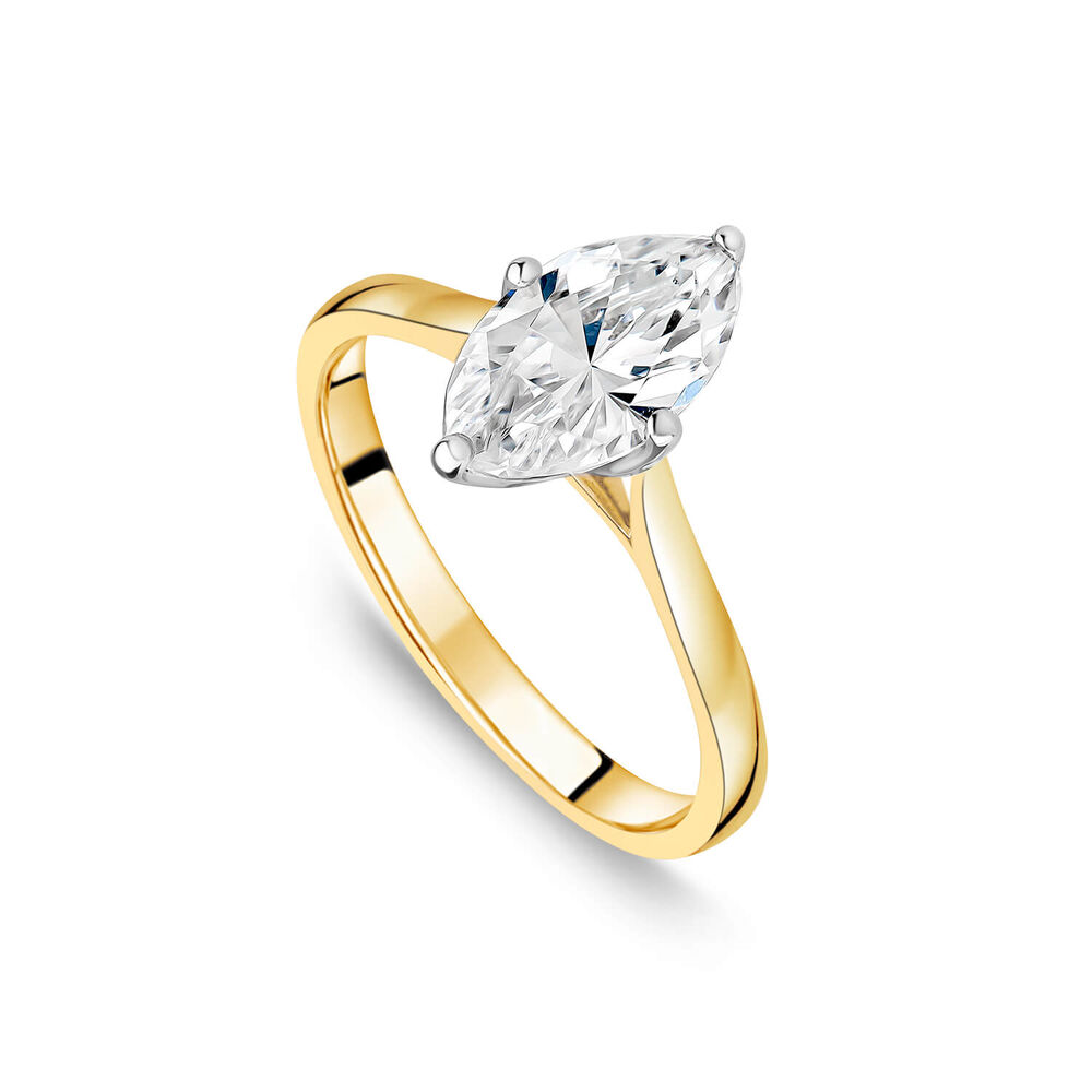 Born 18ct Yellow Gold 1.00ct Marquise Solitaire Diamond Ring image number 0