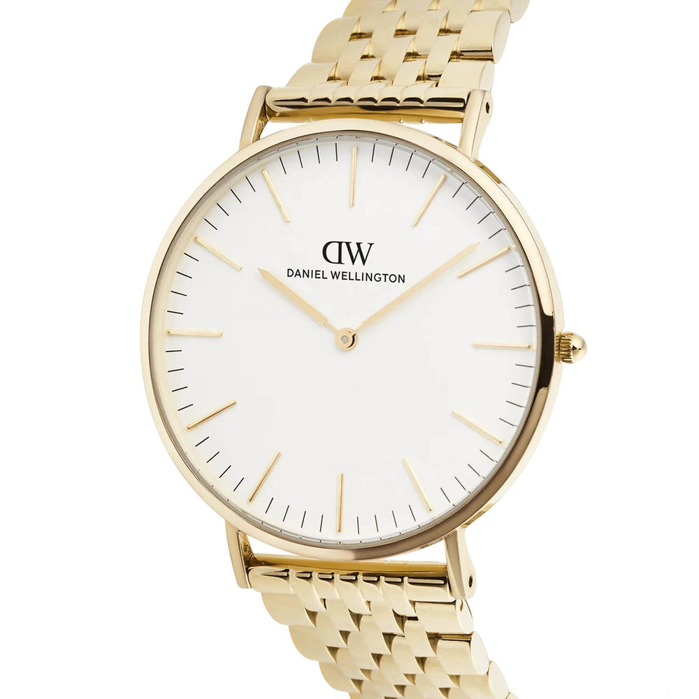 Daniel Wellington Classic 40mm White Dial Gold Tone Stainless Steel Bracelet Watch