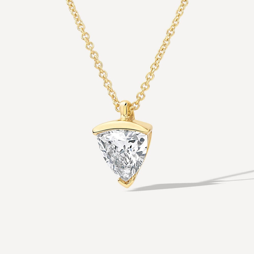 Born 1ct Classic 9ct Yellow Gold Lab Grown 1.00ct Trillion Cut Diamond Pendant