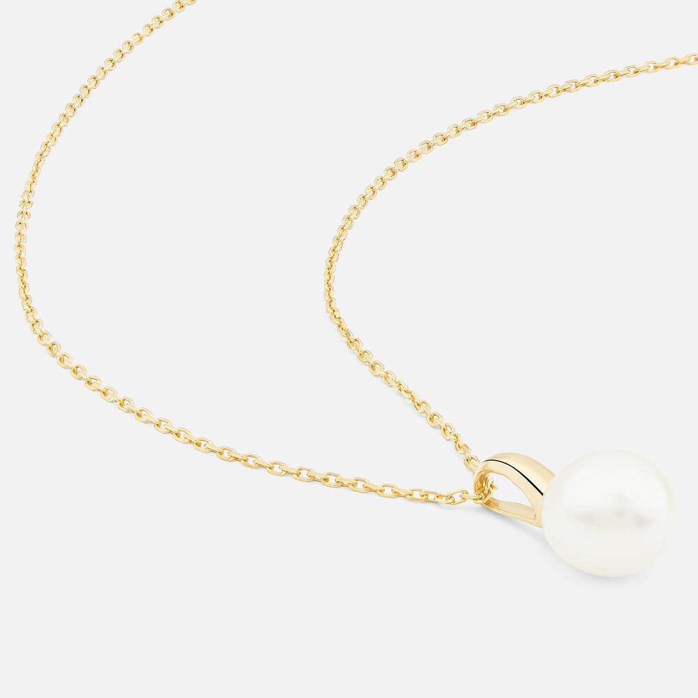 9ct Yellow Gold Polished Pearl Pendant (Chain Included)