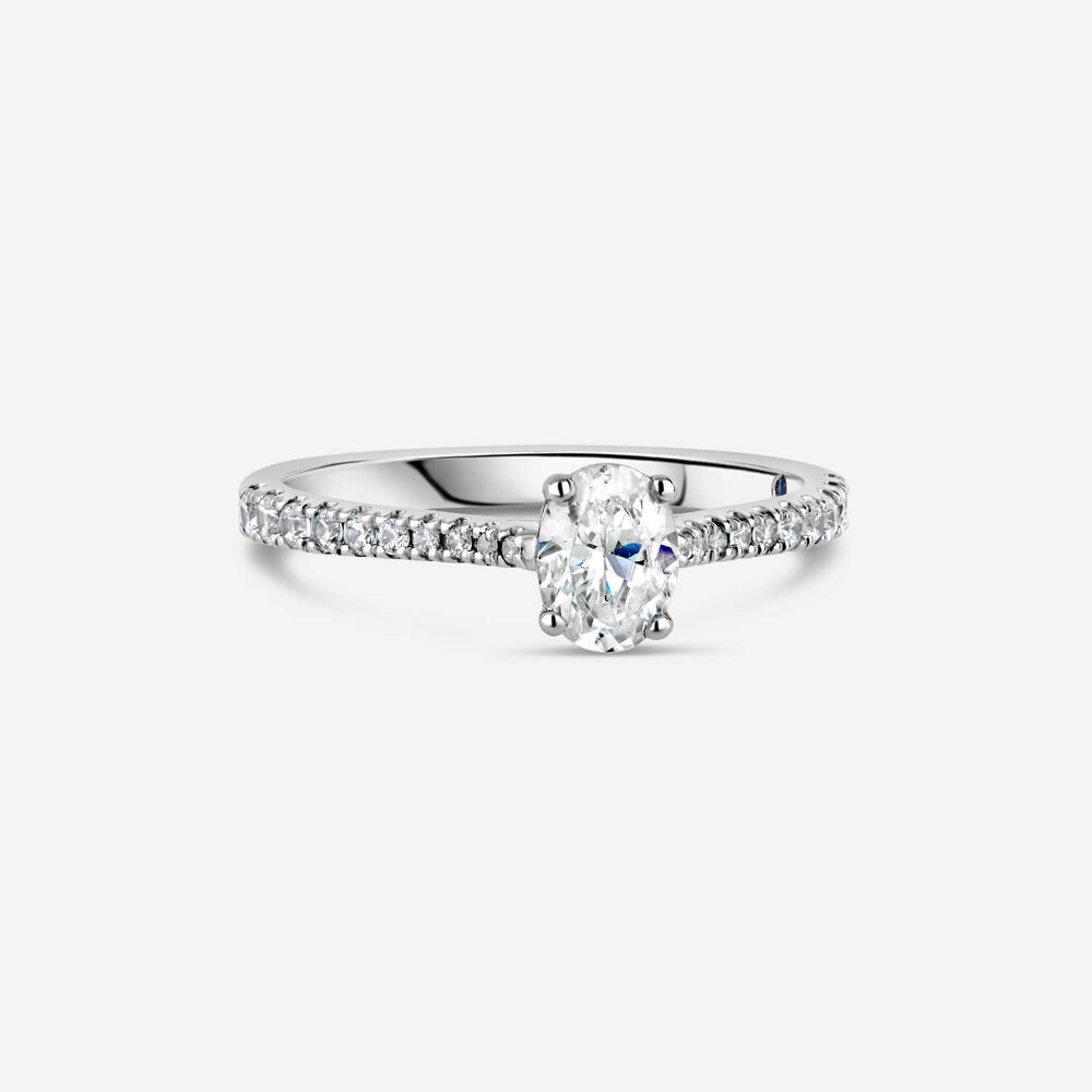 Kathy de Stafford 18ct White Gold Bella Oval Diamond with 0.70ct Stone Set Shoulders Ring image number 2