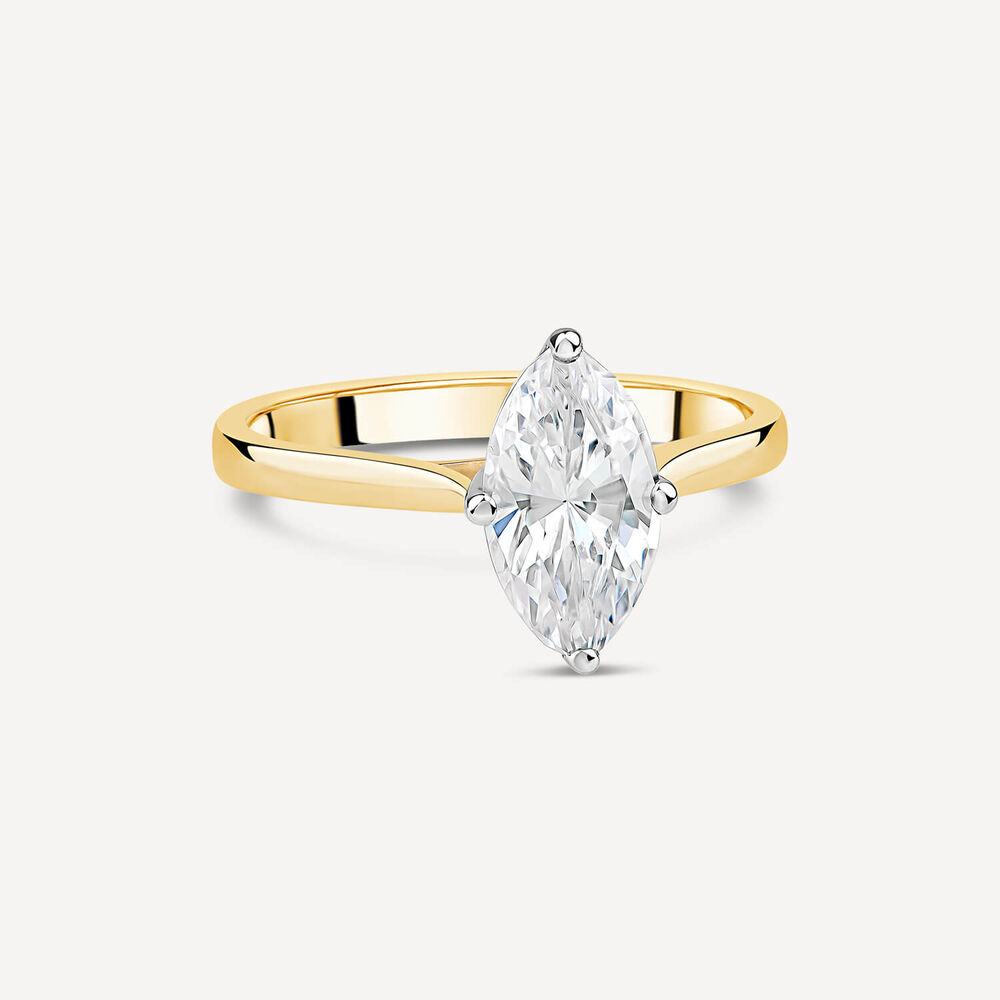 Born 18ct Yellow Gold 1.00ct Marquise Solitaire Diamond Ring