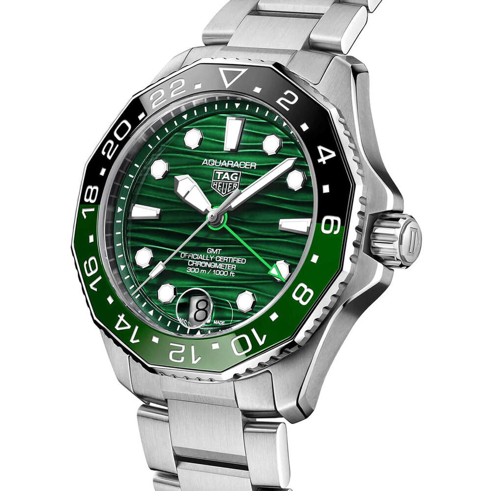 TAG Heuer Aquaracer Professional 300 GMT 42mm Green Dial & Bezel Stainless Steel Bracelet Watch image number 1