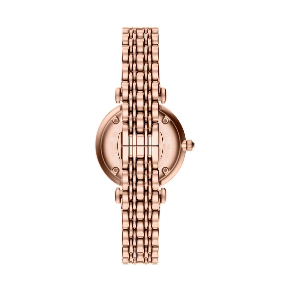 Emporio Armani Gianni T-Bar 32mm Pink Dial Rose Gold Tone Stainless Steel Bracelet Watch